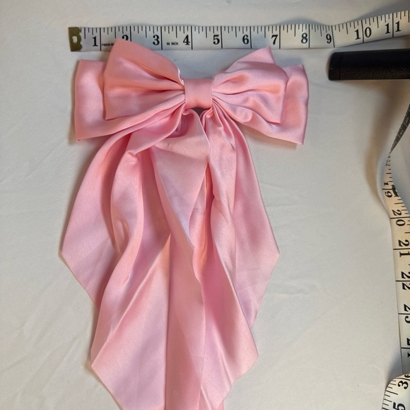 Chic Light Pink Satin Bow Hair Barrette - Picture 1 of 7